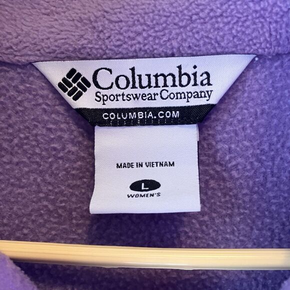 Columbia Sportswear Fleece Women's Sz L Purple Full Zip Logo Gorpcore Mock Neck - Picture 6 of 13